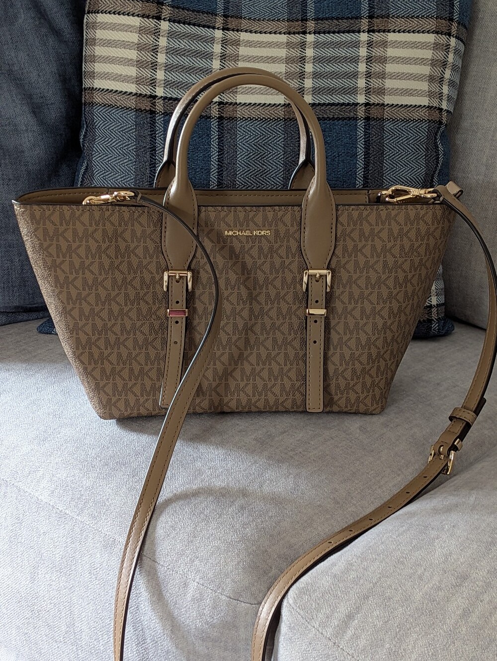 Michael Kors Moore Small Satchel Husk Signature Logo Crossbody Bag